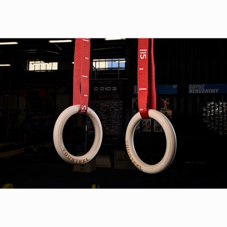 Купить Кольца гимнастические 32 мм красные стропы в Липках 